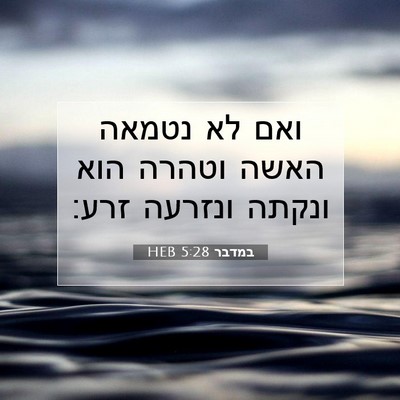 Picture 07 - במדבר 5:28 HEB - ואם לא נטמאה האשה וטהרה הוא - Bible Verse Picture