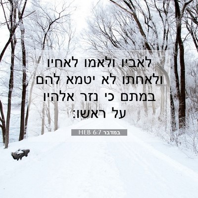 Picture 07 - במדבר 6:7 HEB - לאביו ולאמו לאחיו ולאחתו - Bible Verse Picture