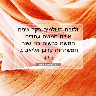 Picture 07 - במדבר 7:29 HEB - ולזבח השלמים בקר שנים אילם - Bible Verse Picture