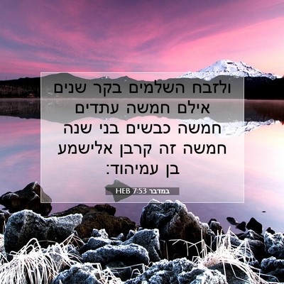 Picture 07 - במדבר 7:53 HEB - ולזבח השלמים בקר שנים אילם - Bible Verse Picture
