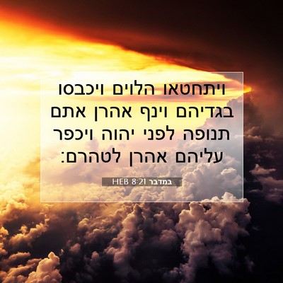 Picture 07 - במדבר 8:21 HEB - ויתחטאו הלוים ויכבסו - Bible Verse Picture