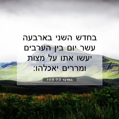 Picture 07 - במדבר 9:11 HEB - בחדש השני בארבעה עשר יום - Bible Verse Picture