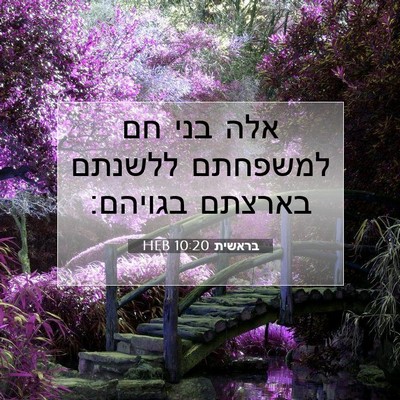 Picture 07 - בראשית 10:20 HEB - אלה בני חם למשפחתם ללשנתם - Bible Verse Picture