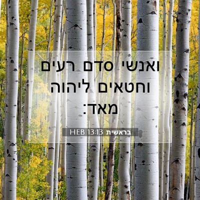 Picture 07 - בראשית 13:13 HEB - ואנשי סדם רעים וחטאים - Bible Verse Picture