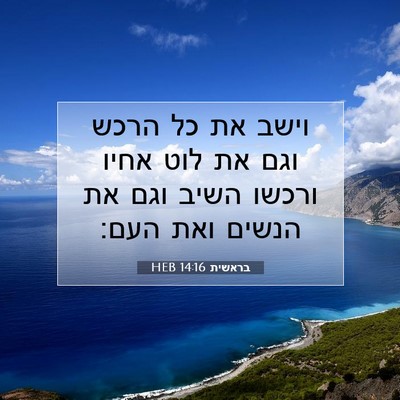 Picture 07 - בראשית 14:16 HEB - וישב את כל הרכש וגם את לוט - Bible Verse Picture