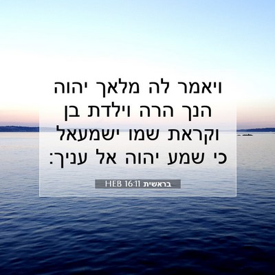 Picture 07 - בראשית 16:11 HEB - ויאמר לה מלאך יהוה הנך הרה - Bible Verse Picture