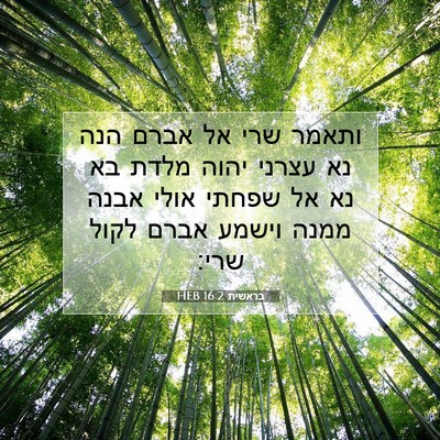 Picture 07 - בראשית 16:2 HEB - ותאמר שרי אל אברם הנה נא - Bible Verse Picture