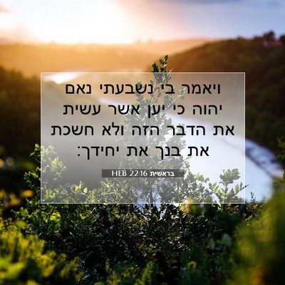 Picture 07 - בראשית 22:16 HEB - ויאמר בי נשבעתי נאם יהוה כי - Bible Verse Picture