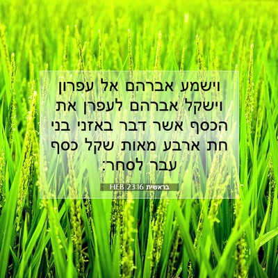 Picture 07 - בראשית 23:16 HEB - וישמע אברהם אל עפרון וישקל - Bible Verse Picture