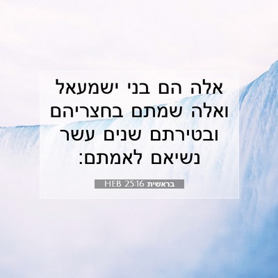 Picture 07 - בראשית 25:16 HEB - אלה הם בני ישמעאל ואלה שמתם - Bible Verse Picture