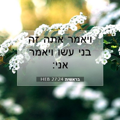 Picture 07 - בראשית 27:24 HEB - ויאמר אתה זה בני עשו ויאמר - Bible Verse Picture