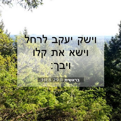 Picture 07 - בראשית 29:11 HEB - וישק יעקב לרחל וישא את קלו - Bible Verse Picture