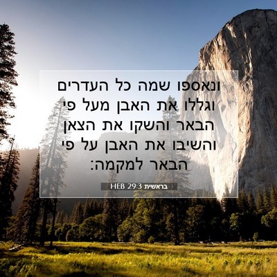 Picture 07 - בראשית 29:3 HEB - ונאספו שמה כל העדרים וגללו - Bible Verse Picture