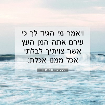 Picture 07 - בראשית 3:11 HEB - ויאמר מי הגיד לך כי עירם - Bible Verse Picture