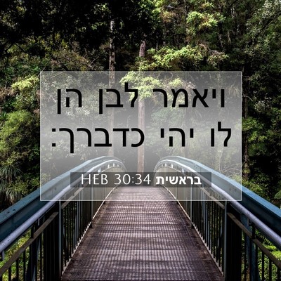 Picture 07 - בראשית 30:34 HEB - ויאמר לבן הן לו יהי - Bible Verse Picture