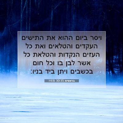 Picture 07 - בראשית 30:35 HEB - ויסר ביום ההוא את התישים - Bible Verse Picture