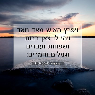 Picture 07 - בראשית 30:43 HEB - ויפרץ האיש מאד מאד ויהי לו - Bible Verse Picture