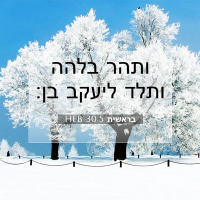 Picture 07 - בראשית 30:5 HEB - ותהר בלהה ותלד ליעקב - Bible Verse Picture
