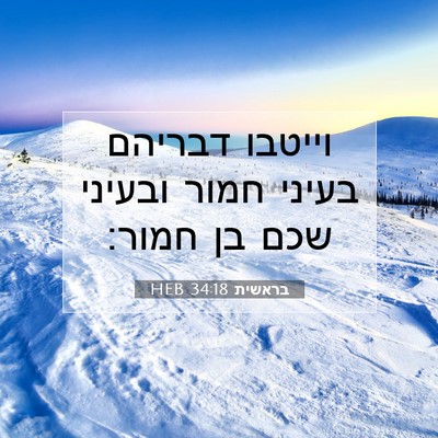Picture 07 - בראשית 34:18 HEB - וייטבו דבריהם בעיני חמור - Bible Verse Picture