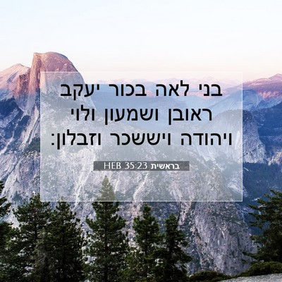 Picture 07 - בראשית 35:23 HEB - בני לאה בכור יעקב ראובן - Bible Verse Picture