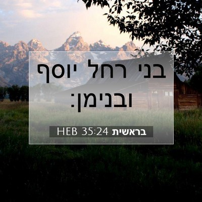 Picture 07 - בראשית 35:24 HEB - בני רחל יוסף - Bible Verse Picture