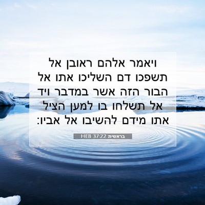 Picture 07 - בראשית 37:22 HEB - ויאמר אלהם ראובן אל תשפכו - Bible Verse Picture