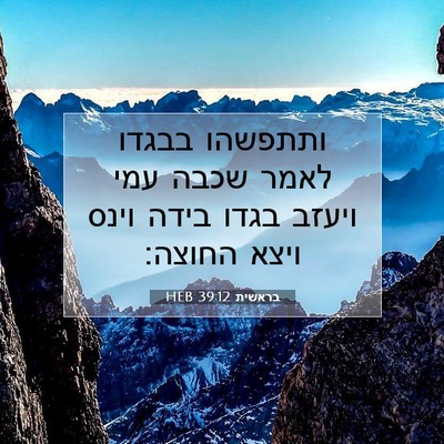 Picture 07 - בראשית 39:12 HEB - ותתפשהו בבגדו לאמר שכבה - Bible Verse Picture