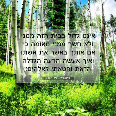 Picture 07 - בראשית 39:9 HEB - איננו גדול בבית הזה ממני - Bible Verse Picture