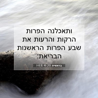 Picture 07 - בראשית 41:20 HEB - ותאכלנה הפרות הרקות והרעות - Bible Verse Picture