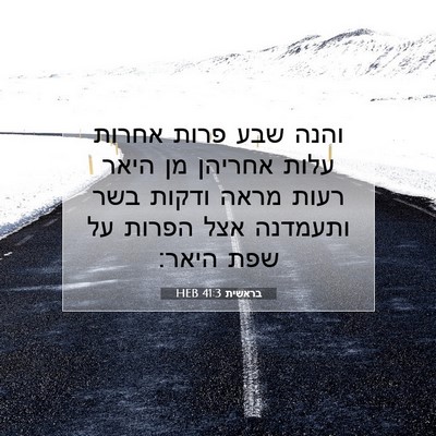 Picture 07 - בראשית 41:3 HEB - והנה שבע פרות אחרות עלות - Bible Verse Picture