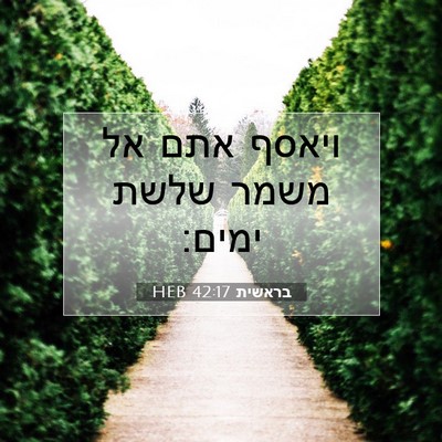 Picture 07 - בראשית 42:17 HEB - ויאסף אתם אל משמר שלשת - Bible Verse Picture