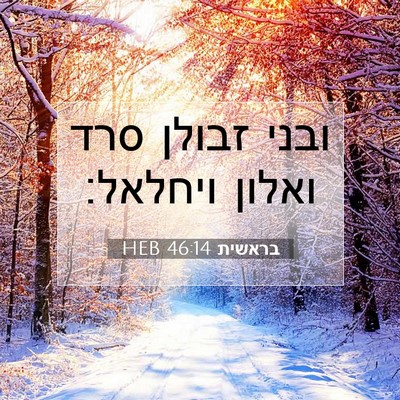 Picture 07 - בראשית 46:14 HEB - ובני זבולן סרד ואלון - Bible Verse Picture