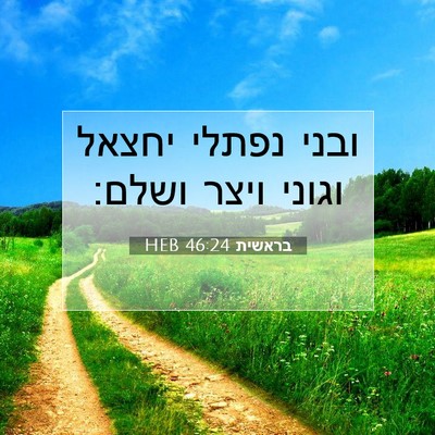 Picture 07 - בראשית 46:24 HEB - ובני נפתלי יחצאל וגוני - Bible Verse Picture