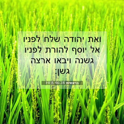 Picture 07 - בראשית 46:28 HEB - ואת יהודה שלח לפניו אל יוסף - Bible Verse Picture