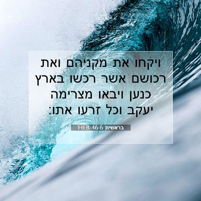 Picture 07 - בראשית 46:6 HEB - ויקחו את מקניהם ואת רכושם - Bible Verse Picture