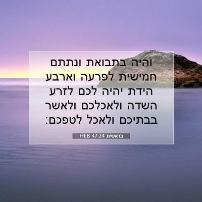 Picture 07 - בראשית 47:24 HEB - והיה בתבואת ונתתם חמישית - Bible Verse Picture