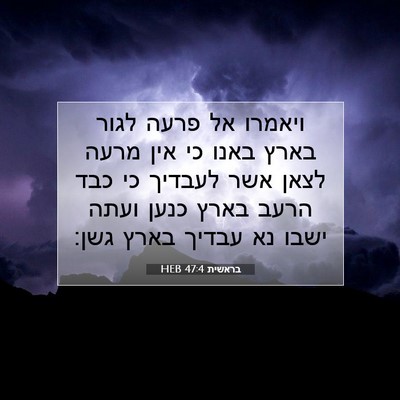 Picture 07 - בראשית 47:4 HEB - ויאמרו אל פרעה לגור בארץ - Bible Verse Picture