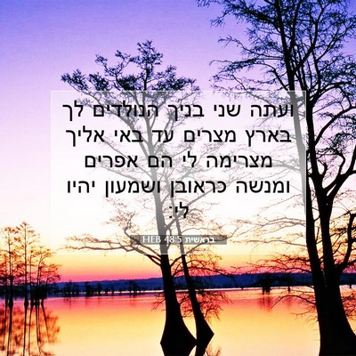 Picture 07 - בראשית 48:5 HEB - ועתה שני בניך הנולדים לך - Bible Verse Picture