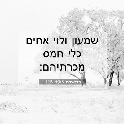Picture 07 - בראשית 49:5 HEB - שמעון ולוי אחים כלי חמס - Bible Verse Picture