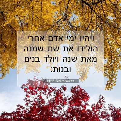 Picture 07 - בראשית 5:4 HEB - ויהיו ימי אדם אחרי הולידו - Bible Verse Picture