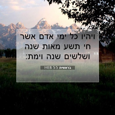 Picture 07 - בראשית 5:5 HEB - ויהיו כל ימי אדם אשר חי תשע - Bible Verse Picture