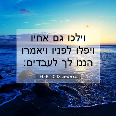 Picture 07 - בראשית 50:18 HEB - וילכו גם אחיו ויפלו לפניו - Bible Verse Picture