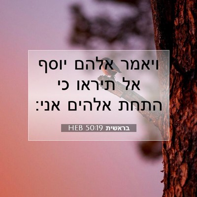 Picture 07 - בראשית 50:19 HEB - ויאמר אלהם יוסף אל תיראו כי - Bible Verse Picture