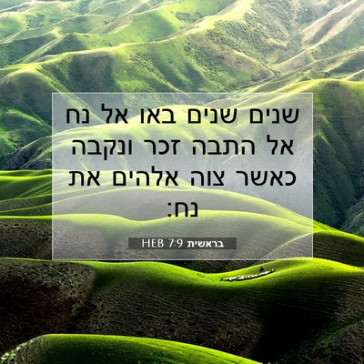Picture 07 - בראשית 7:9 HEB - שנים שנים באו אל נח אל התבה - Bible Verse Picture