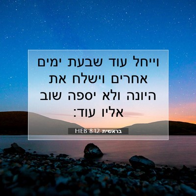 Picture 07 - בראשית 8:12 HEB - וייחל עוד שבעת ימים אחרים - Bible Verse Picture
