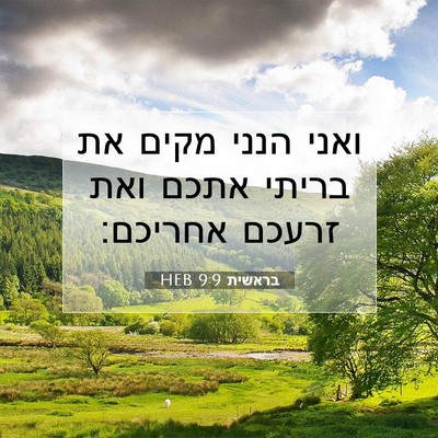 Picture 07 - בראשית 9:9 HEB - ואני הנני מקים את בריתי - Bible Verse Picture