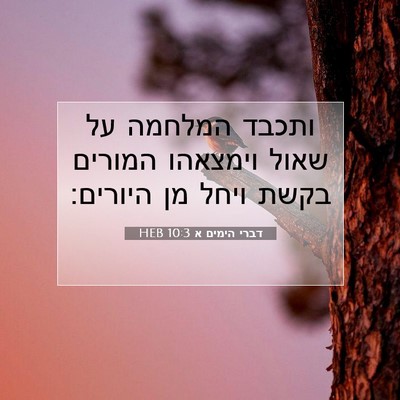 Picture 07 - דברי הימים א 10:3 HEB - ותכבד המלחמה על שאול - Bible Verse Picture