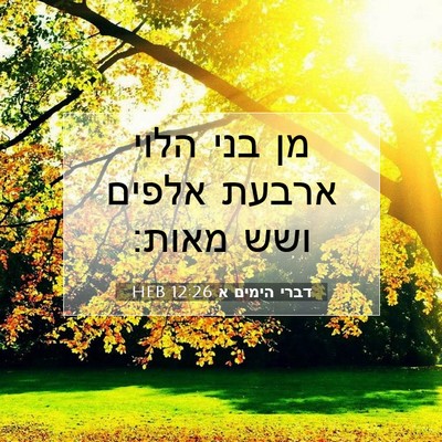 Picture 07 - דברי הימים א 12:26 HEB - מן בני הלוי ארבעת אלפים ושש - Bible Verse Picture
