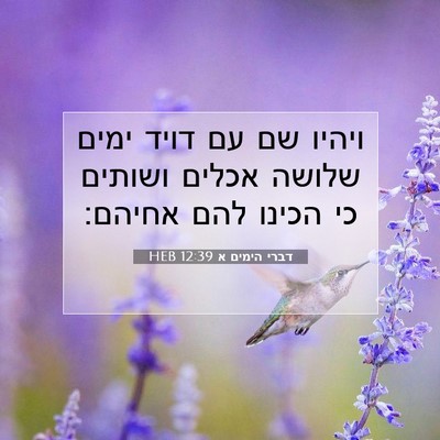 Picture 07 - דברי הימים א 12:39 HEB - ויהיו שם עם דויד ימים שלושה - Bible Verse Picture
