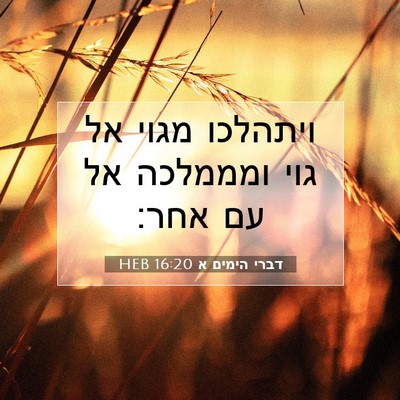 Picture 07 - דברי הימים א 16:20 HEB - ויתהלכו מגוי אל גוי - Bible Verse Picture